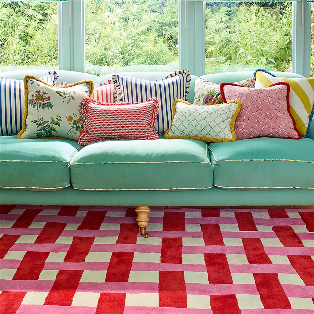 Tapis Basket Weave corail/rose