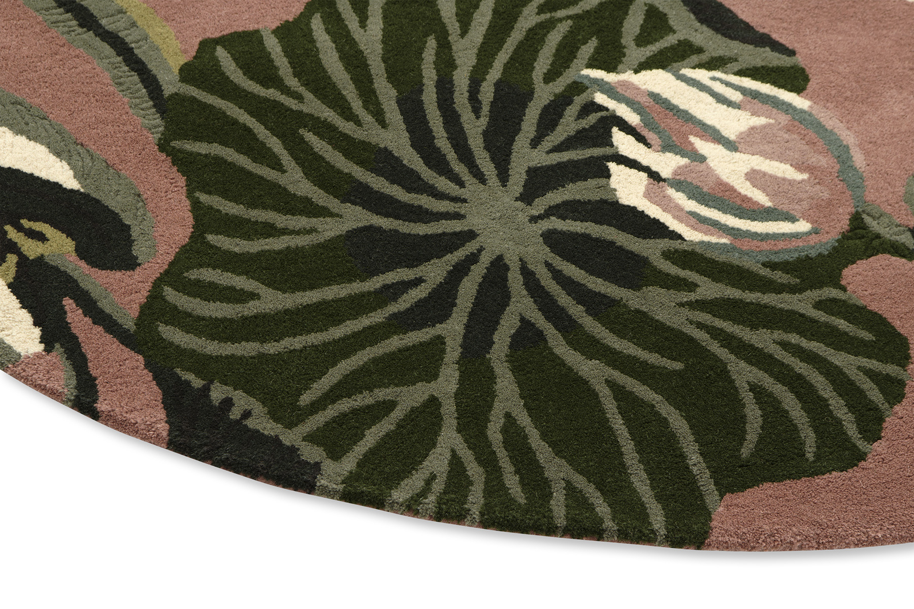 Waterlily stoffig roze rond vloerkleed | Maat: Ø 150 cm