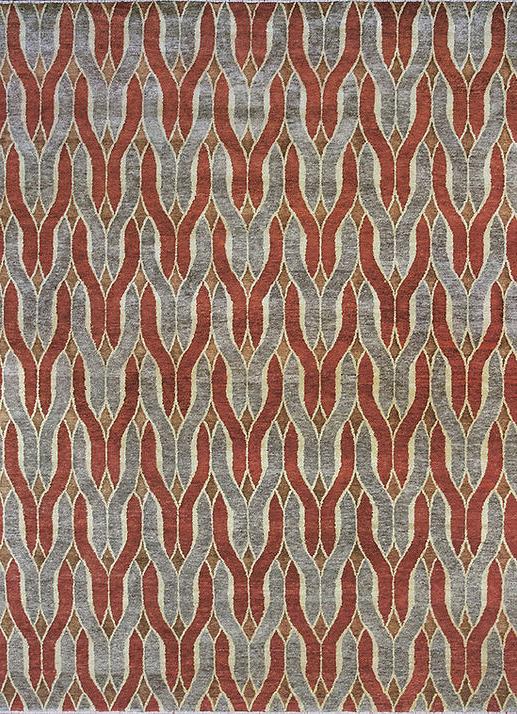 Ikat handgeknoopt wol vloerkleed