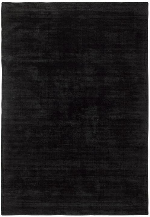 Tapis uni noir indien tissé main | Taille: 140 × 200 cm