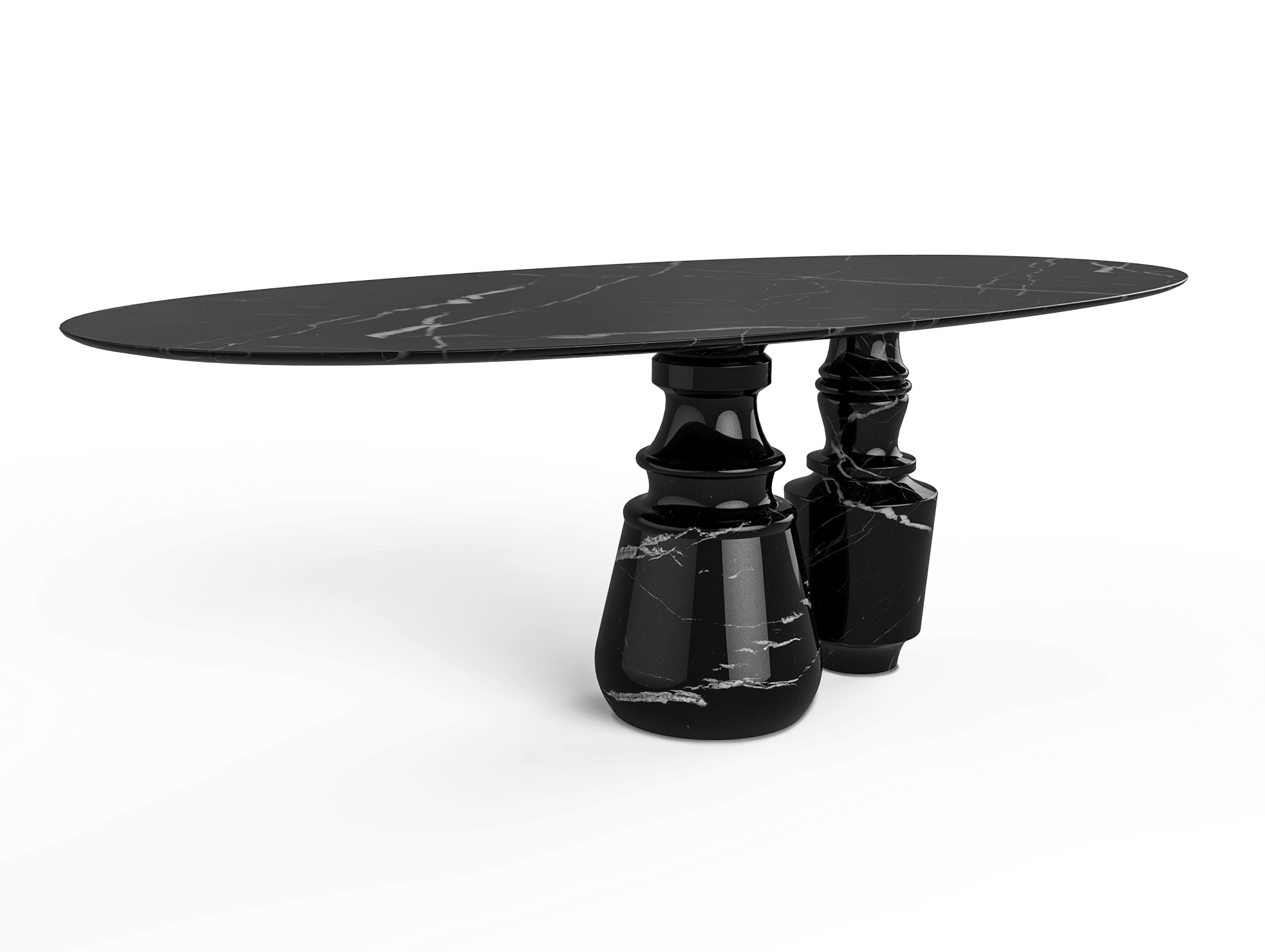 Obsidian ovale Nero Marquina eettafel