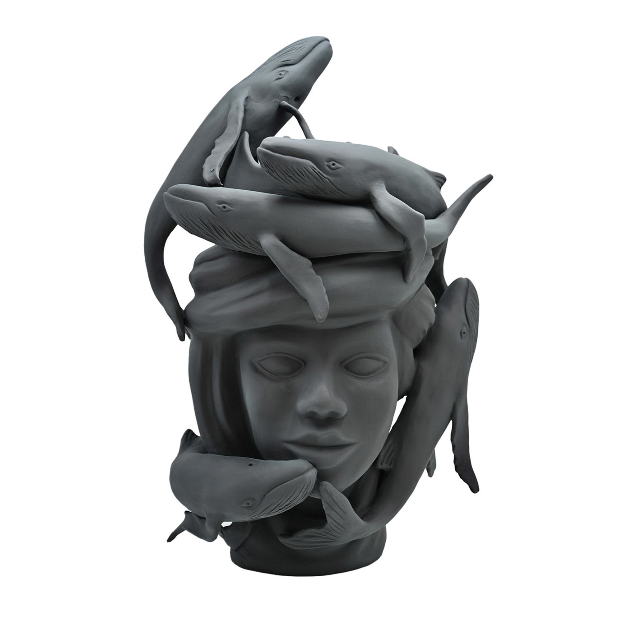 Moorkop grijze sculptuur