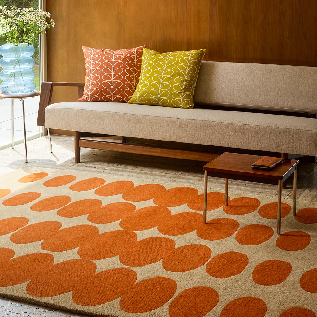 Optical Oval oranje zand designer vloerkleed