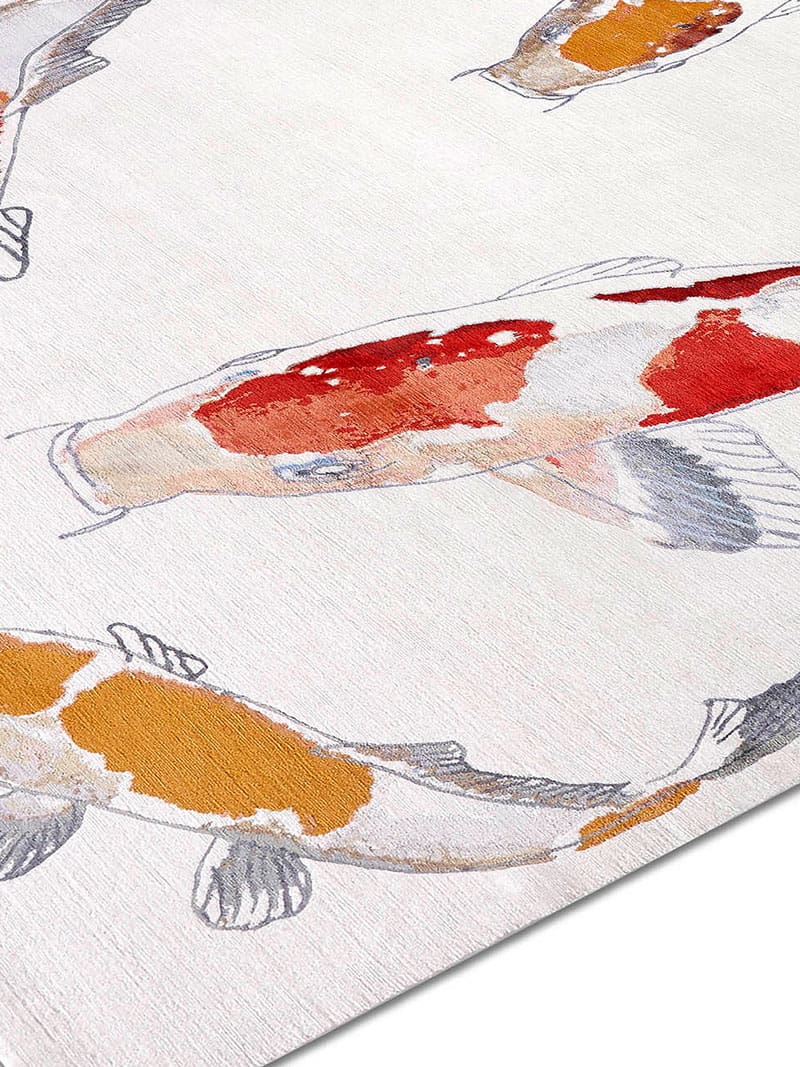 Fish Original op wit luxe handgeknoopt vloerkleed