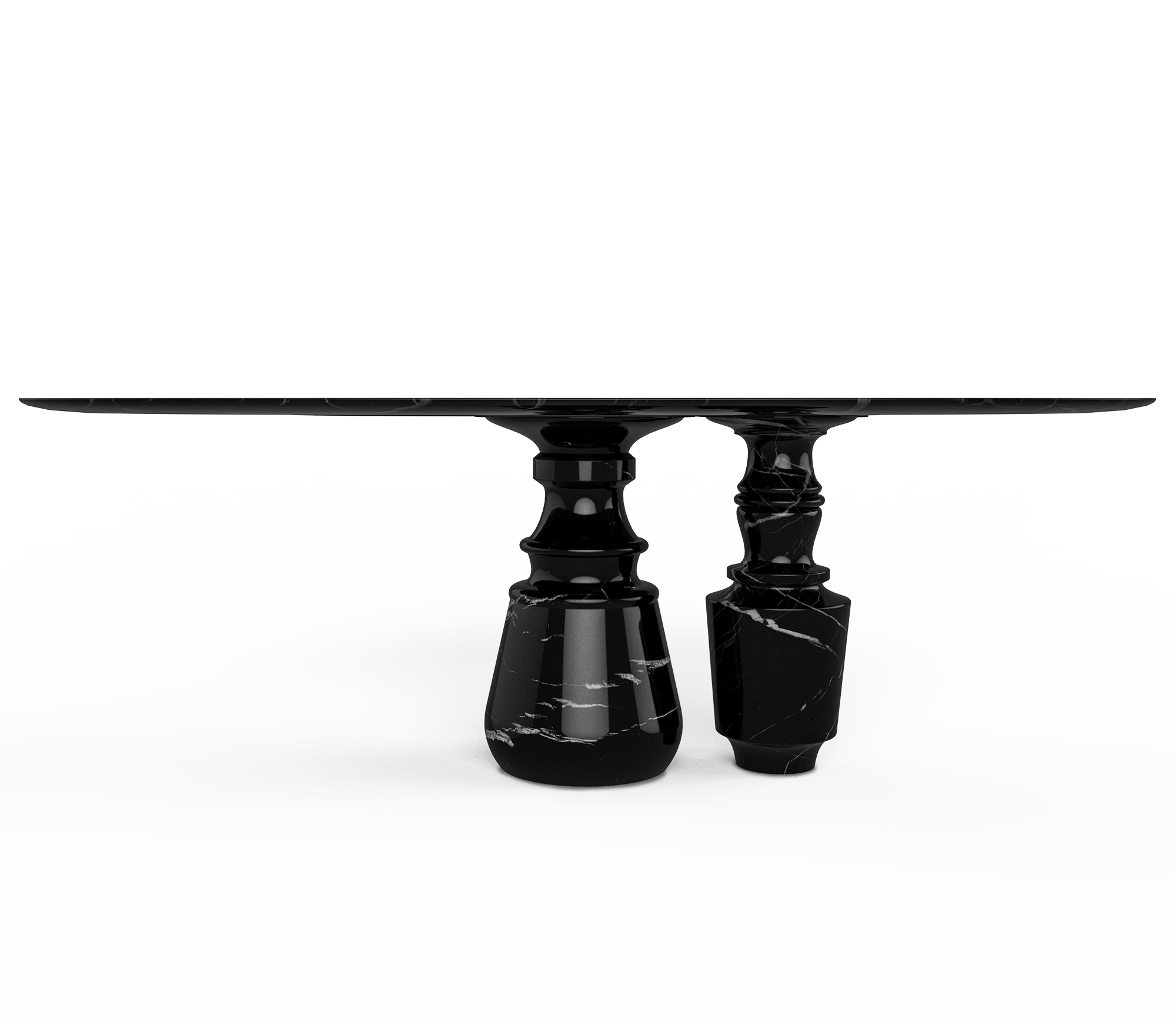 Obsidian ovale Nero Marquina eettafel