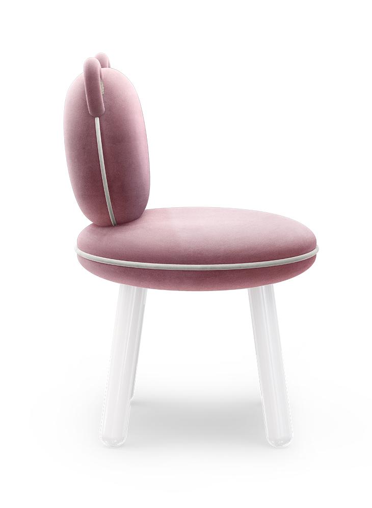 Chaise enfant Ours duveteux rose