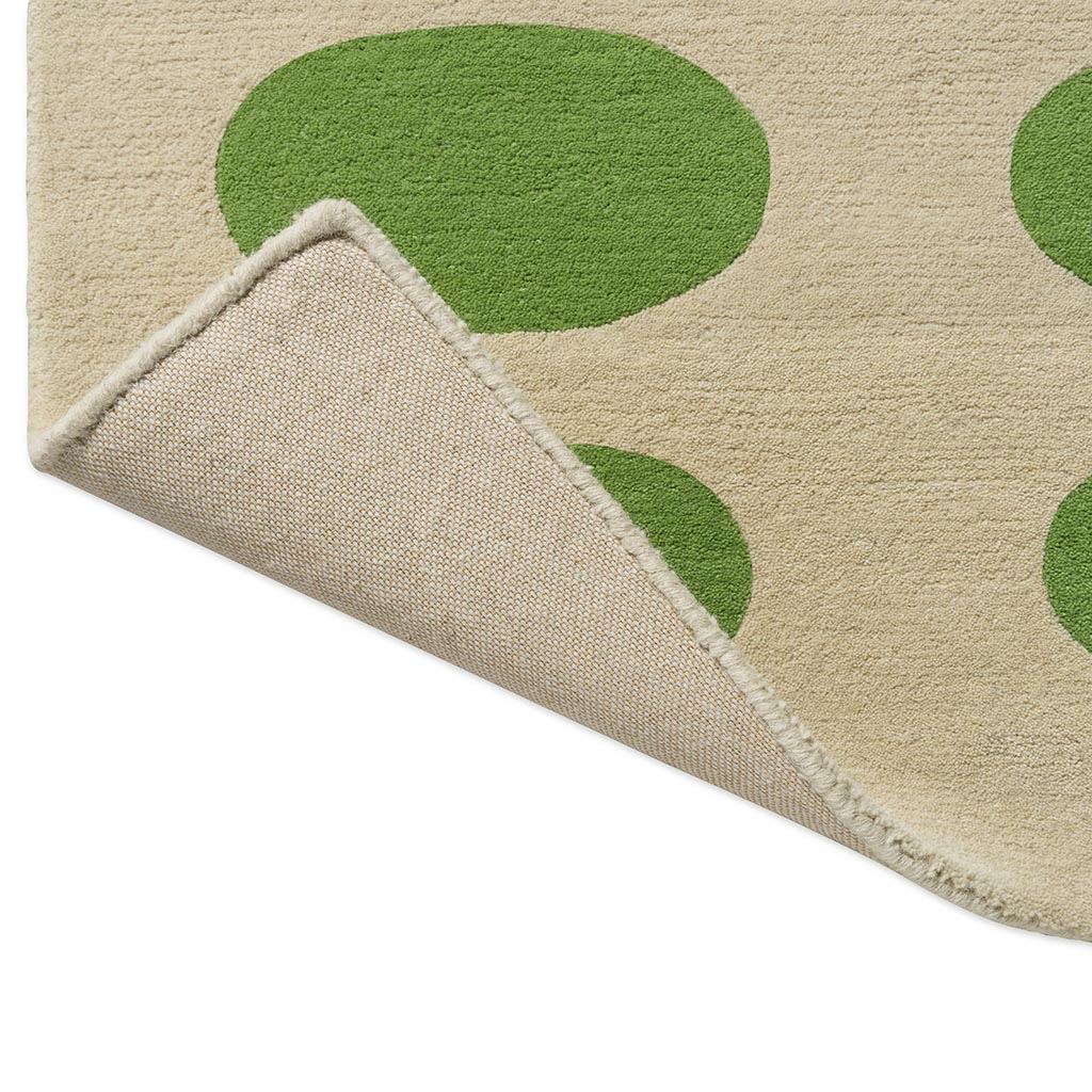 Optical Oval groen crème handgemaakt vloerkleed | Maat: 160 × 230 cm