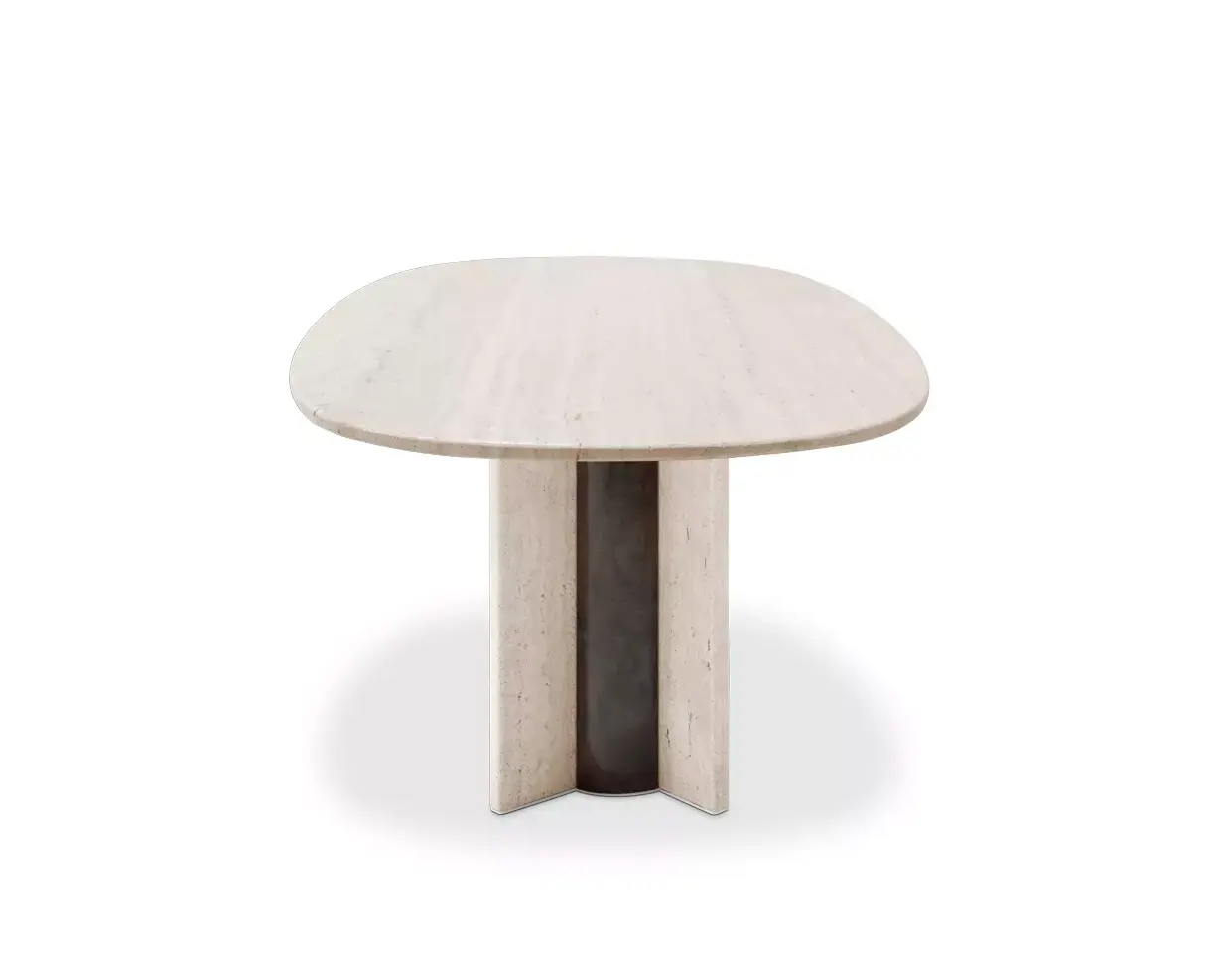Parisian travertin marmeren ovale eettafel
