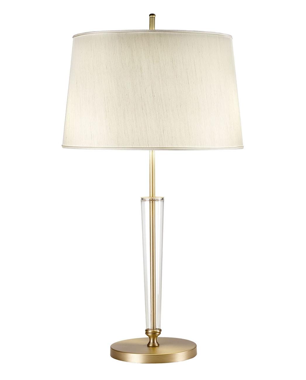 Lampe de table en or antique avec verre conique et abat-jour en tissu