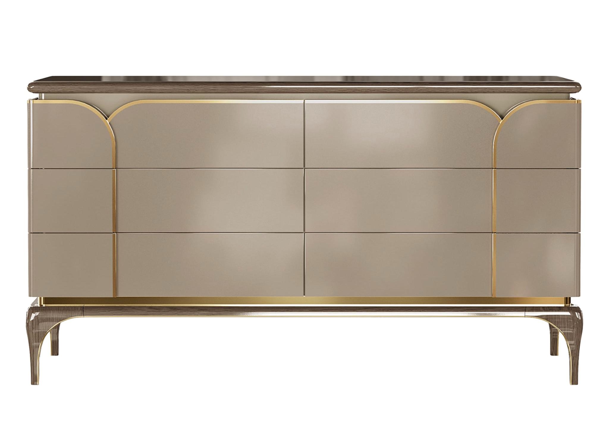 Commode beige de luxe 4 portes | Configuration: Zonder spiegel Commode beige de luxe 4 portes | Configuration: Zonder spiegel