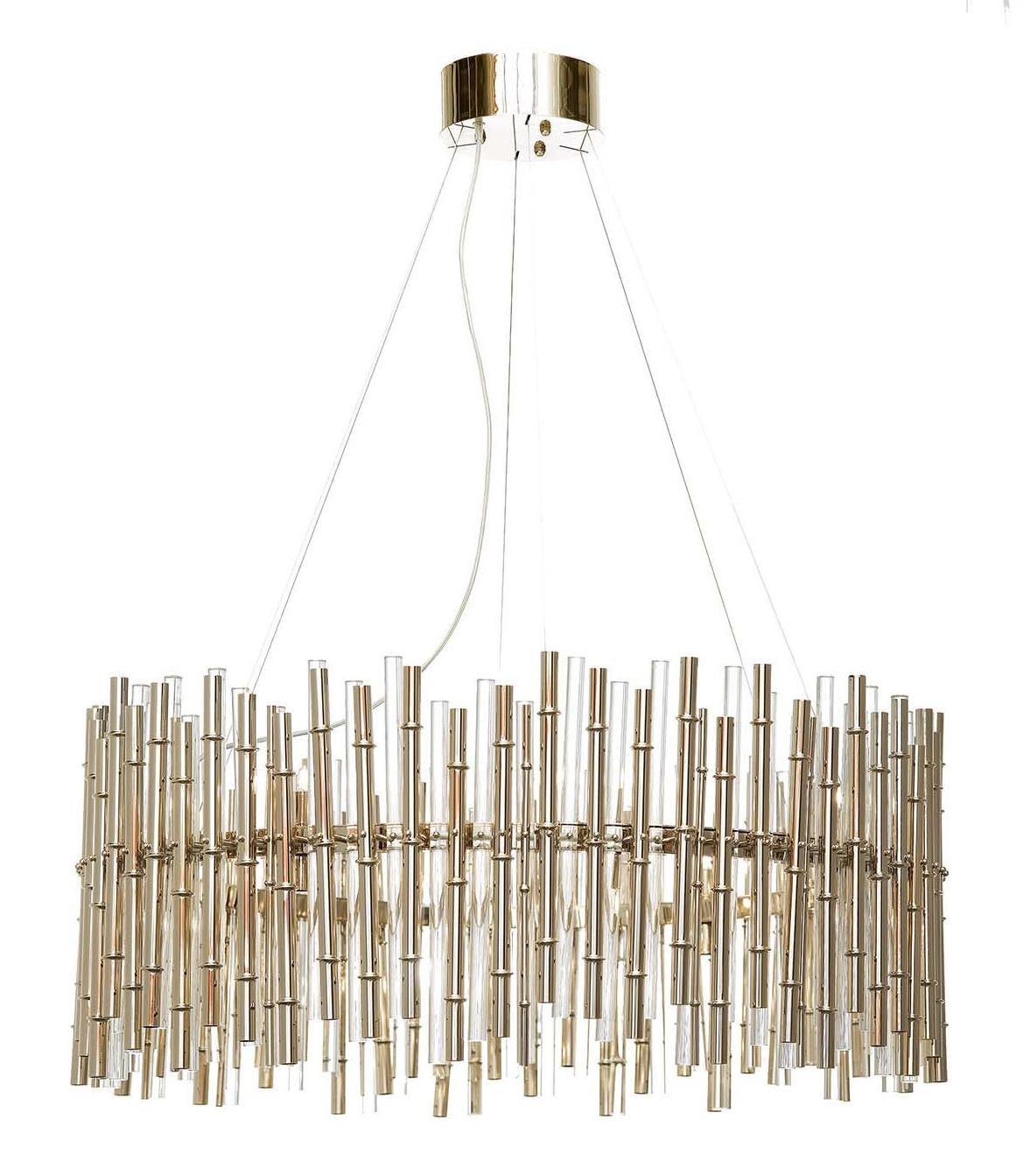 Lustre Bamboo en verre et or