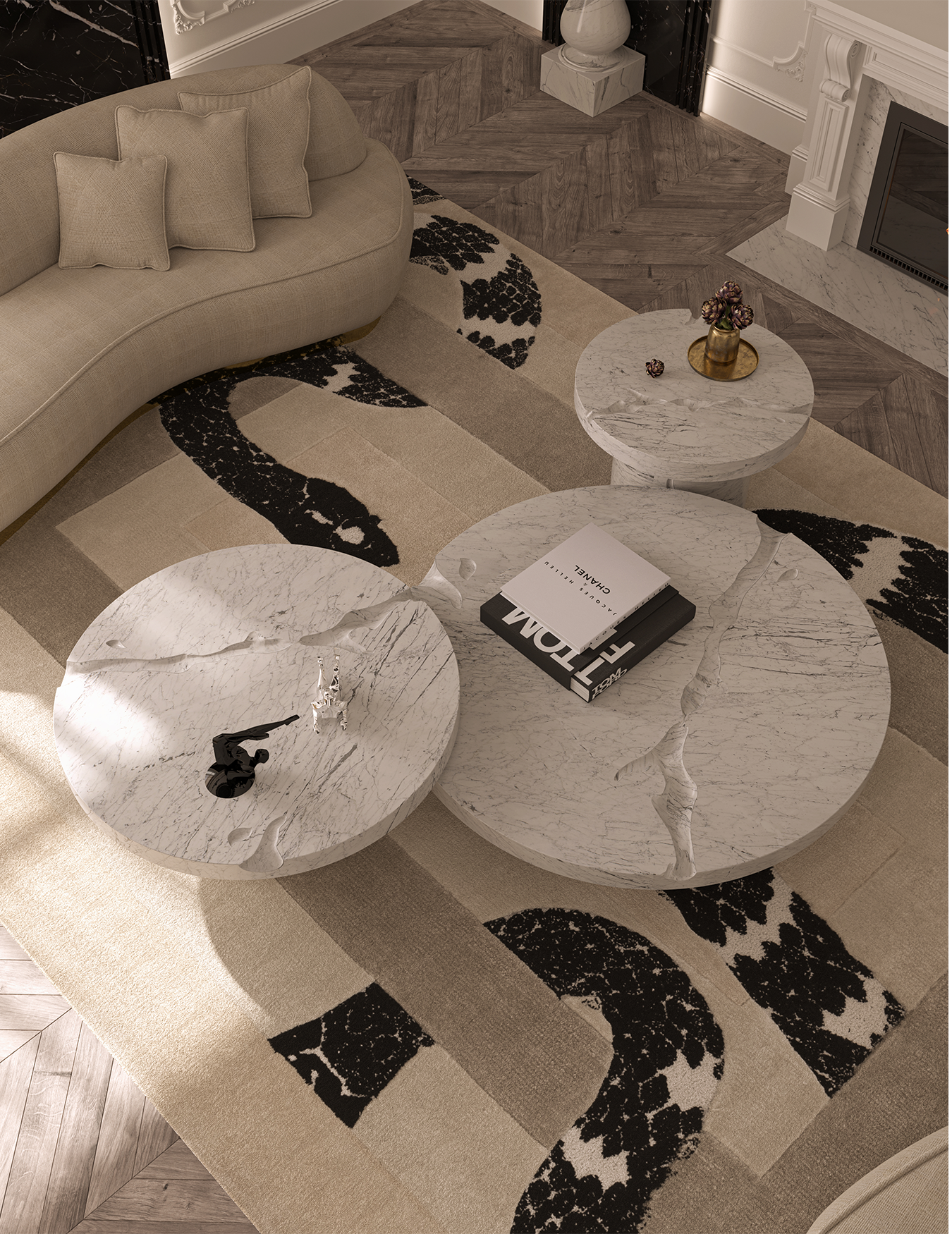 Dominion Carrara marmer 3-delige centertafelset