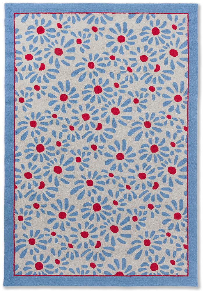 Tapis d’extérieur LA Thorncliff marguerite bleu ciel | Taille: 250 × 350 cm