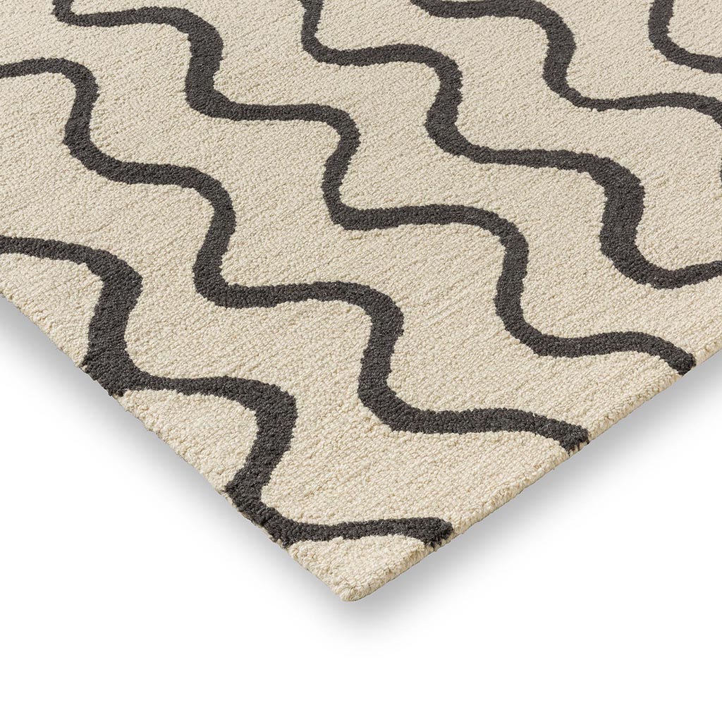 Ribbon houtskool vloerkleed