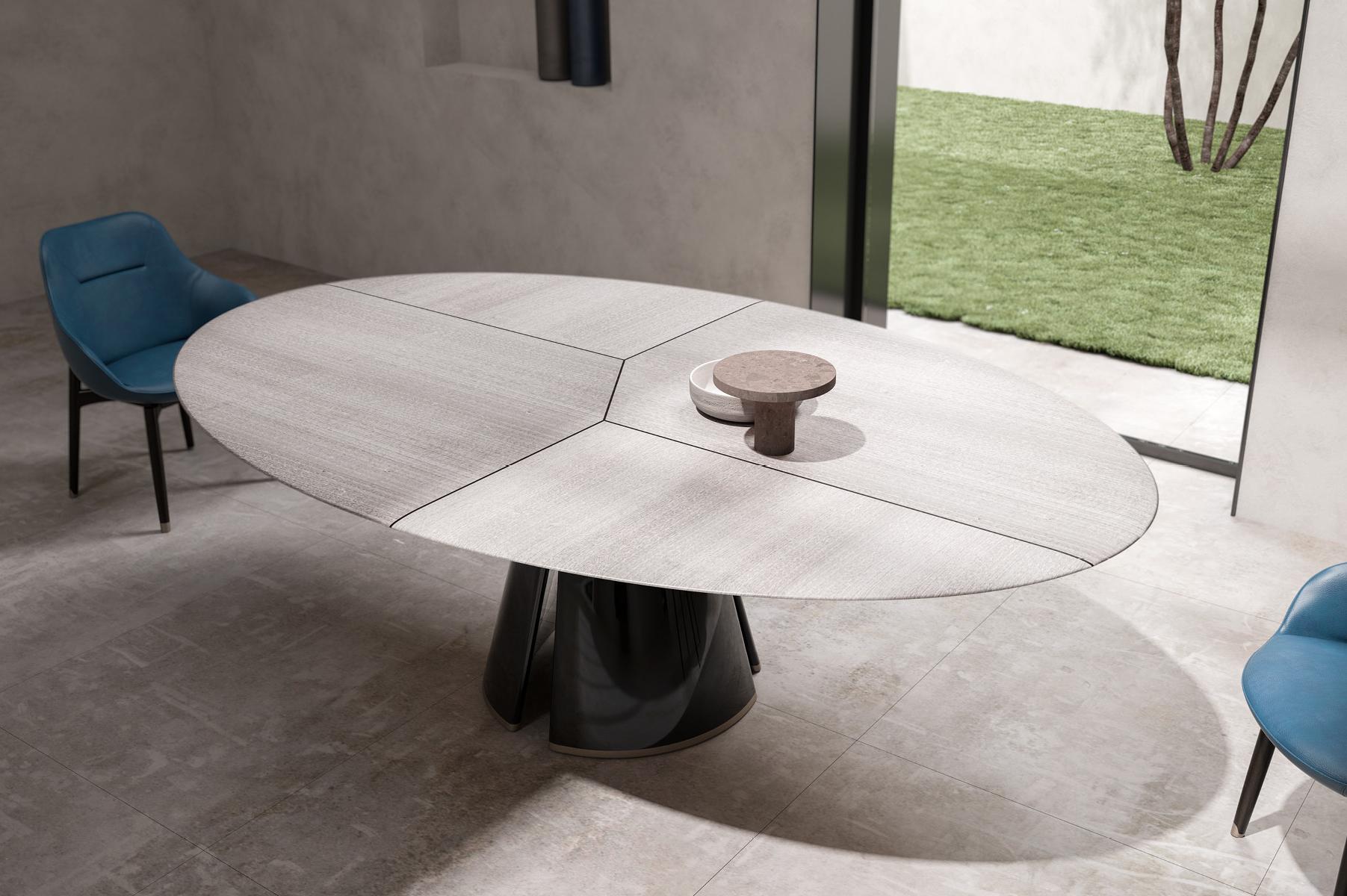 Talos ovale eettafel | Tafelblad: Marmer Sand Silver Portoro | Afmetingen: B 240 cm