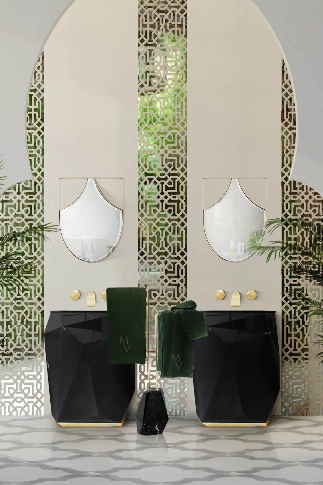 Brilliance zwart handdoekrek