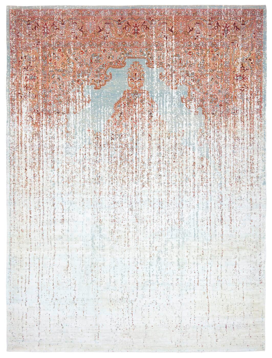 Tapis Tabriz Fashion Vendetta bleu bébé en soie | Taille: 300 × 400 cm