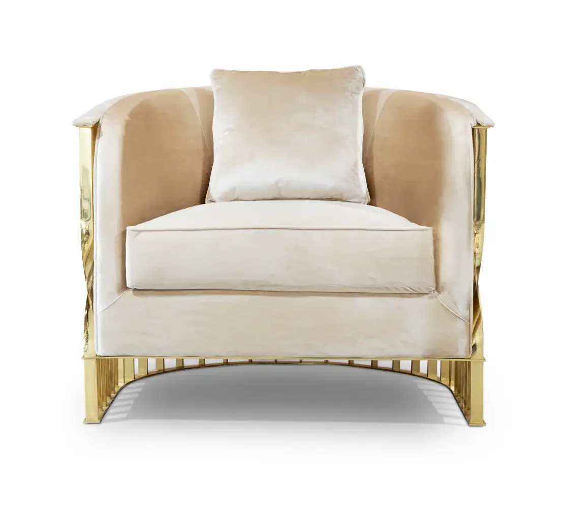 Fauteuil Solene en laiton poli