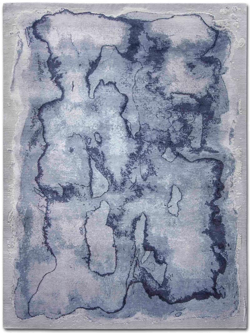 Tapis de luxe noué à la main Mono bleu