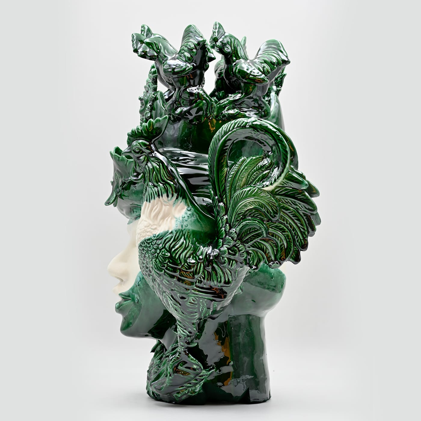 Groen & witte moorkop unieke sculptuur