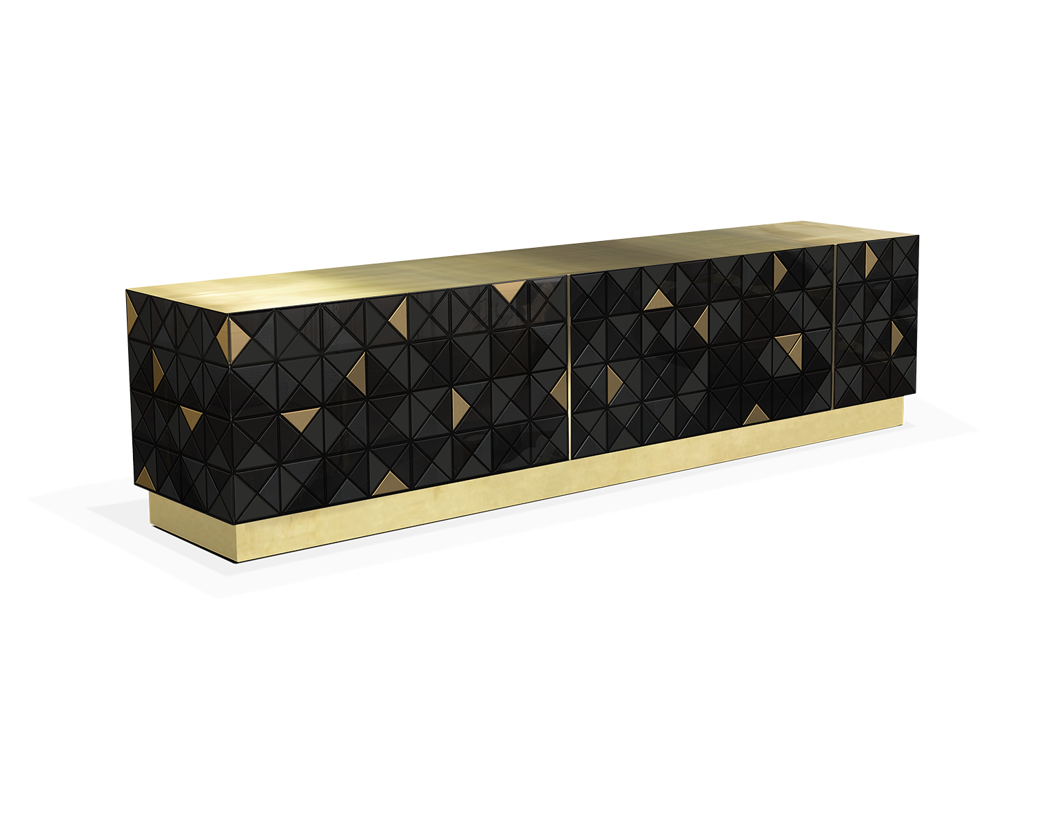 Meuble TV Mosaic noir et or