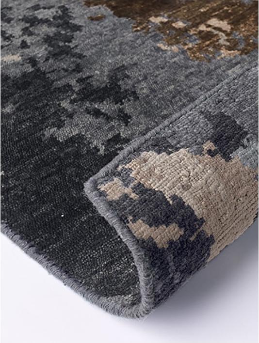 Tapis abstrait charbon bleu or | Taille: 200 × 300 cm