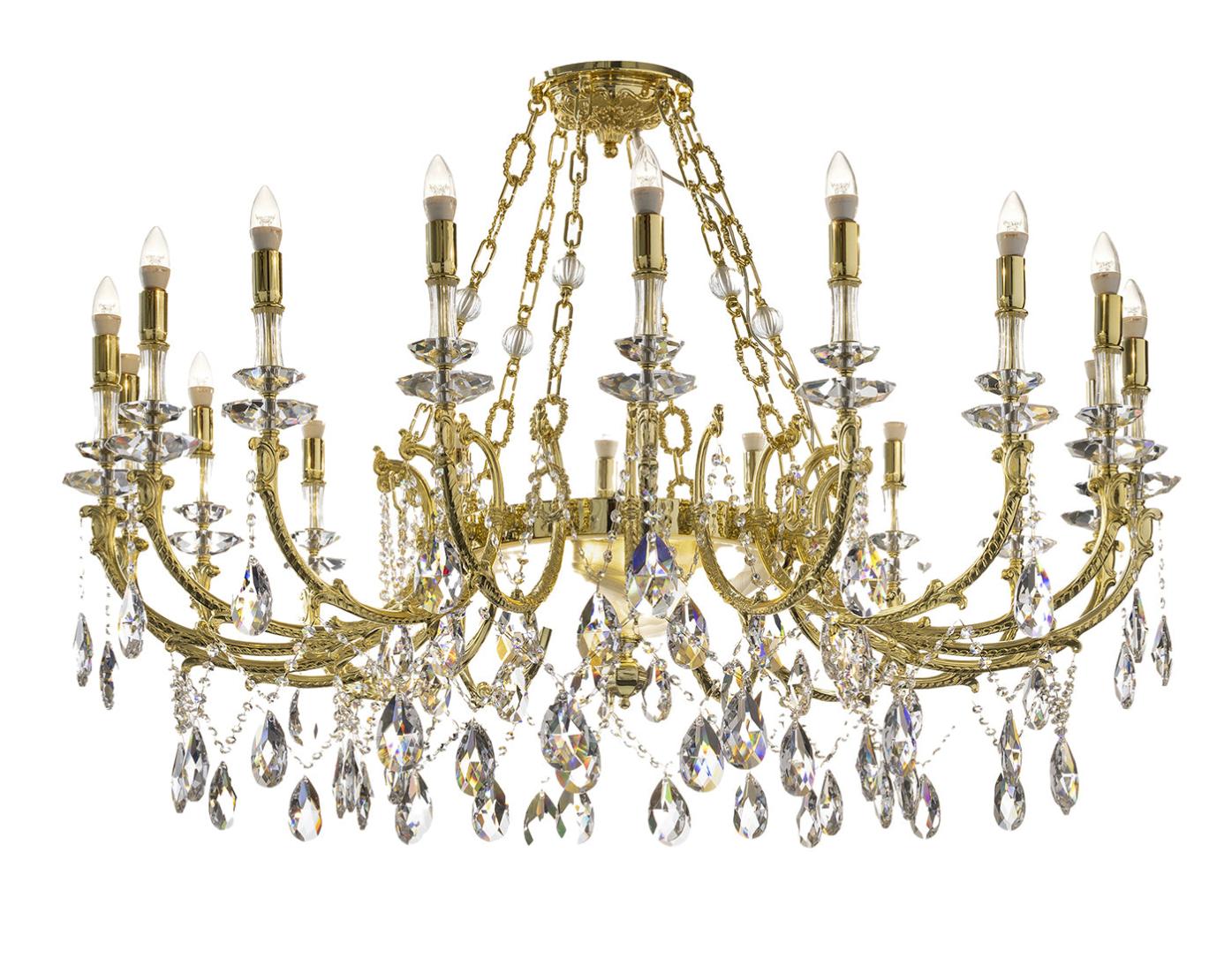 Lustre classique en cristal finition or