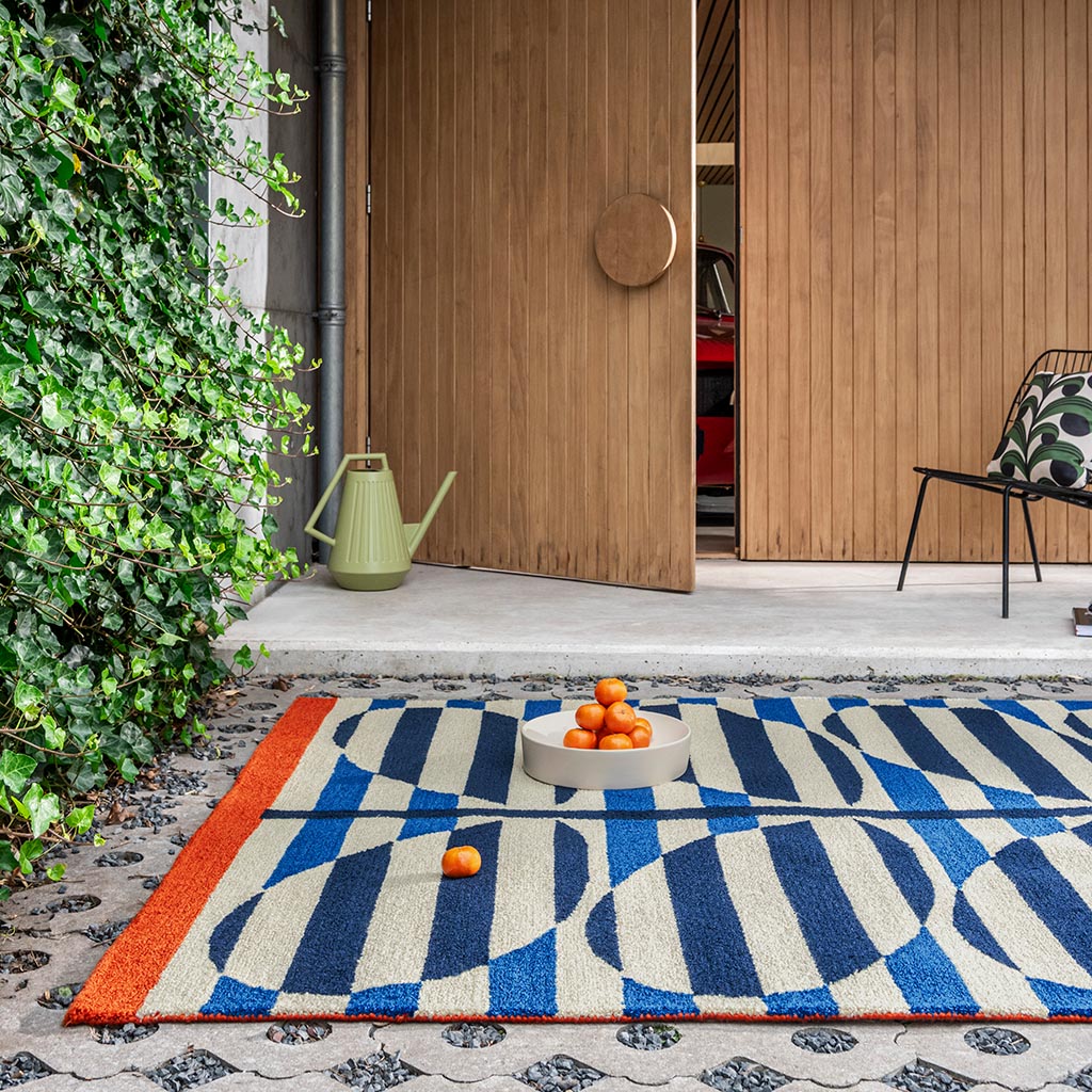Tapis d’extérieur Stripy Stem azur | Taille: 160 × 230 cm