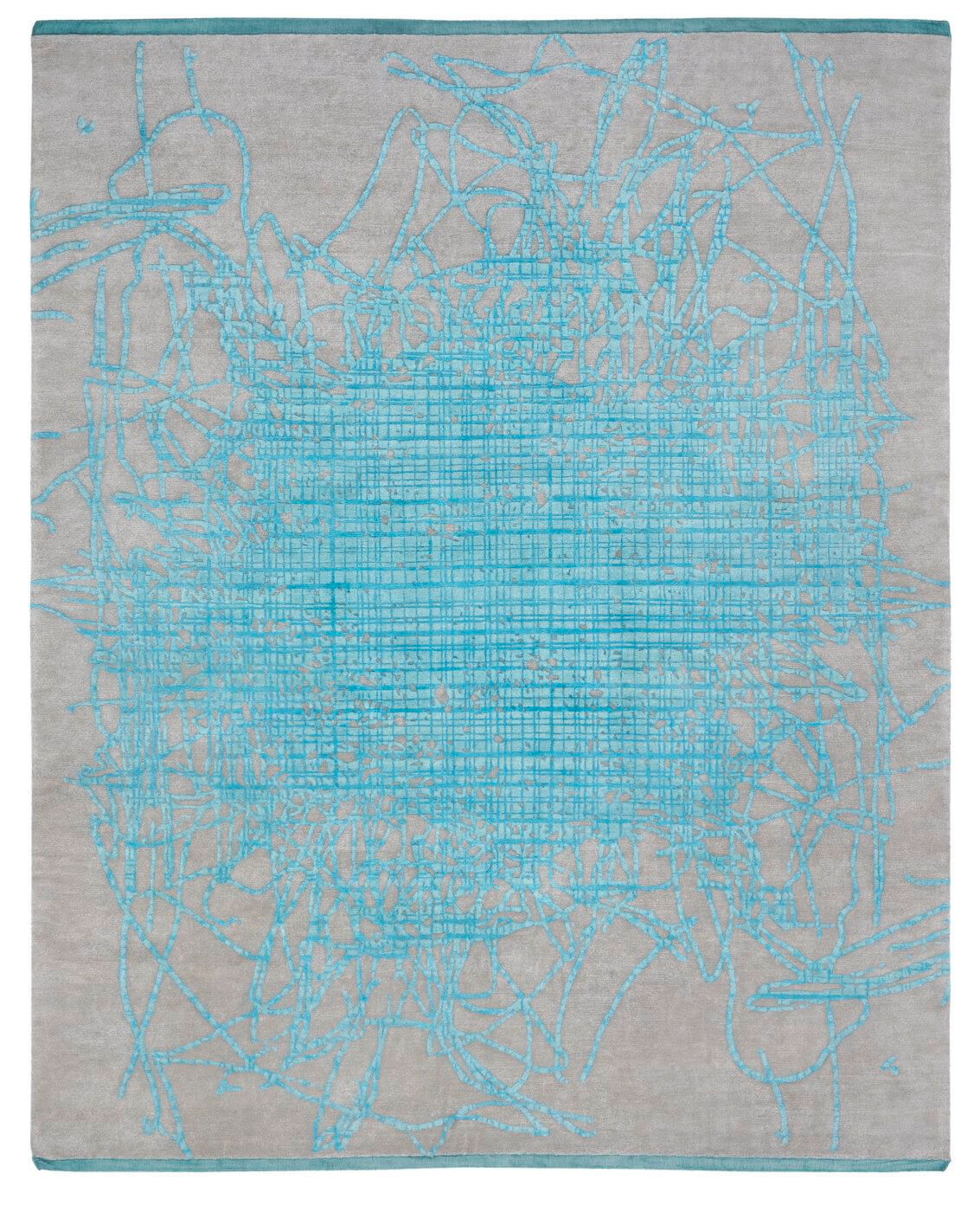 Tapis Grid Muted 2 aqua