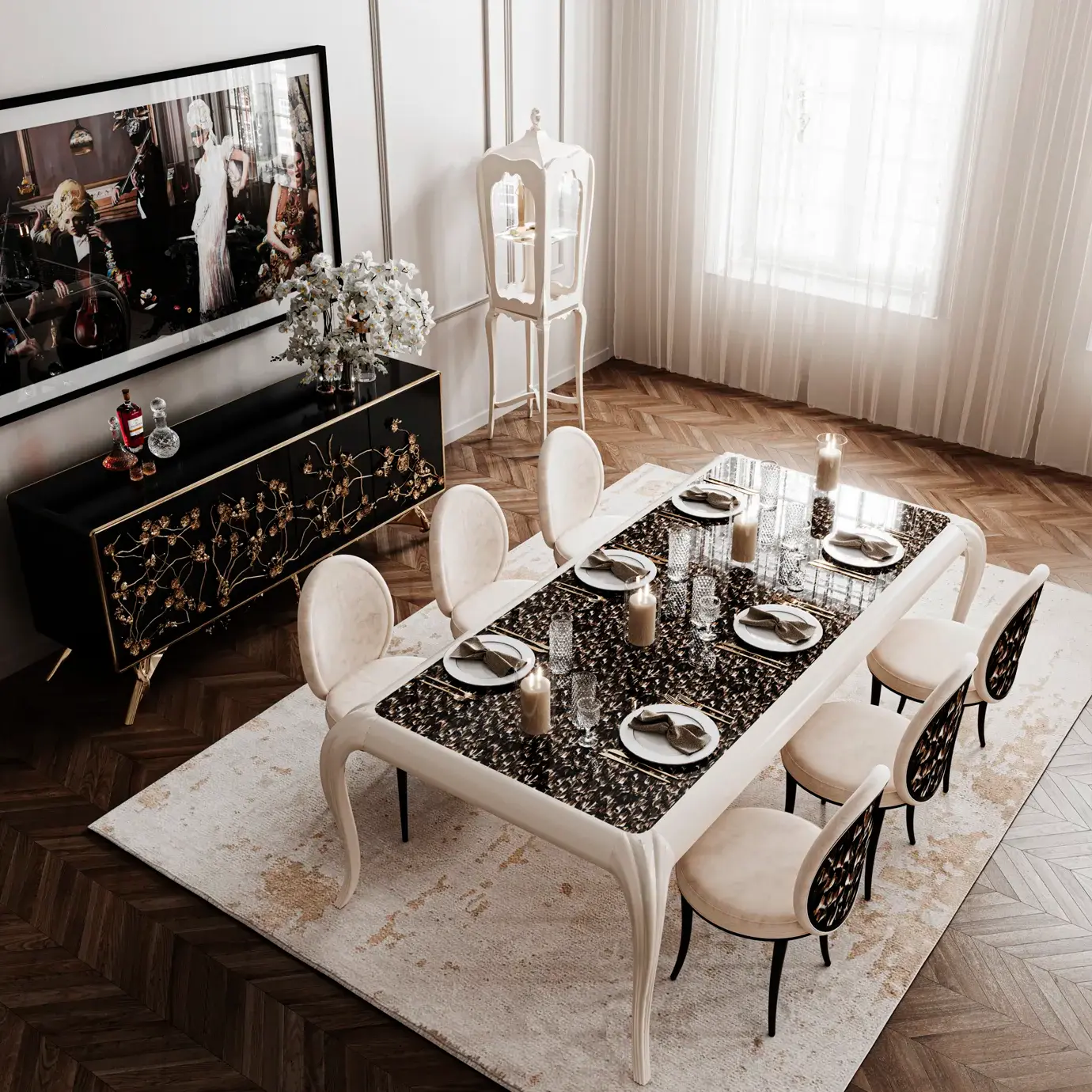 Mistral exotische veren eettafel