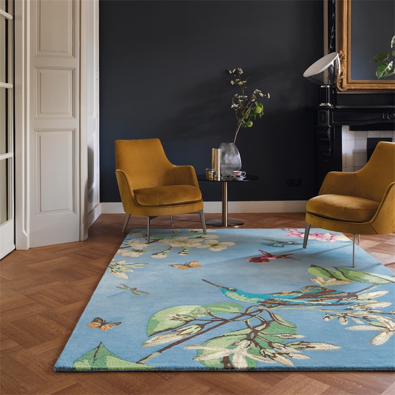 Hummingbird blauw vloerkleed | Maat: 200 × 280 cm