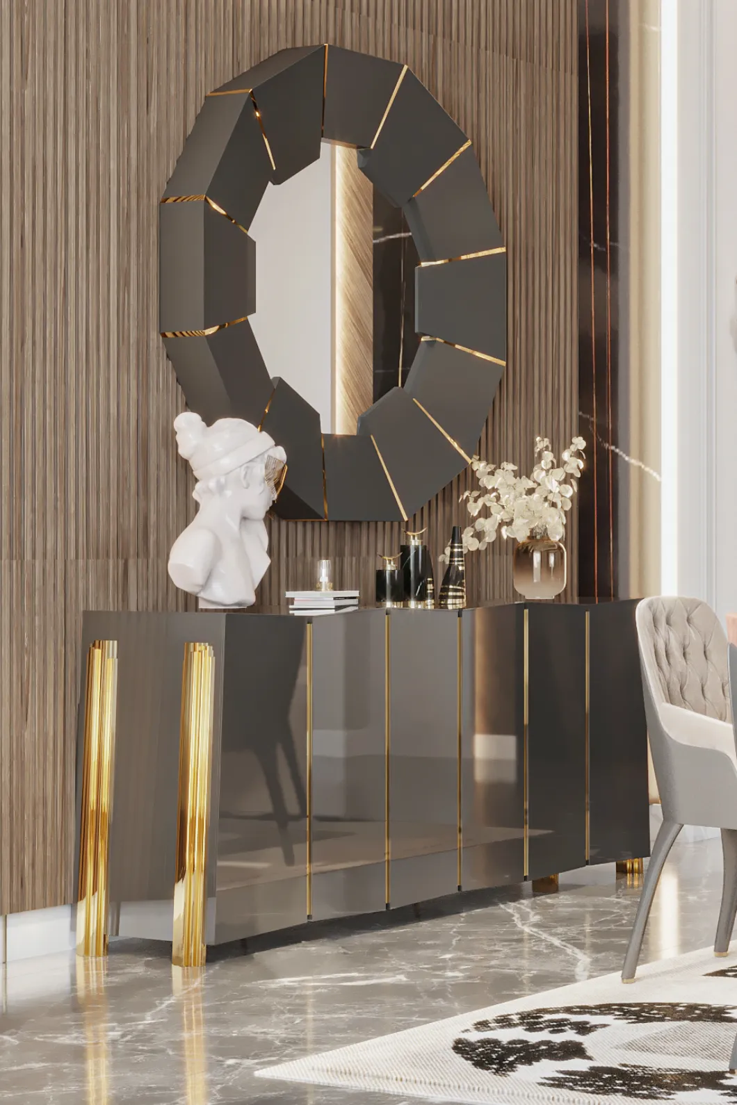 Miroir mural Radiance noir - 1