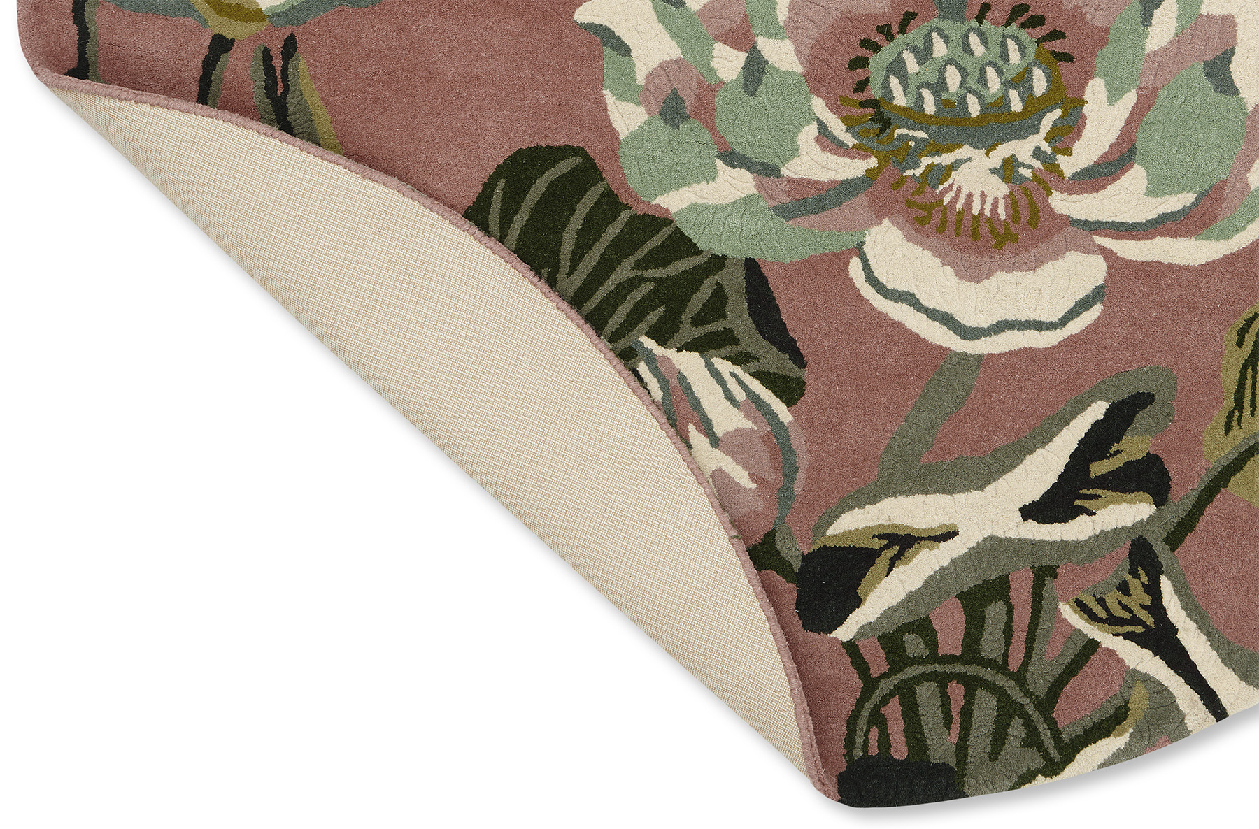 Waterlily stoffig roze rond vloerkleed | Maat: Ø 150 cm