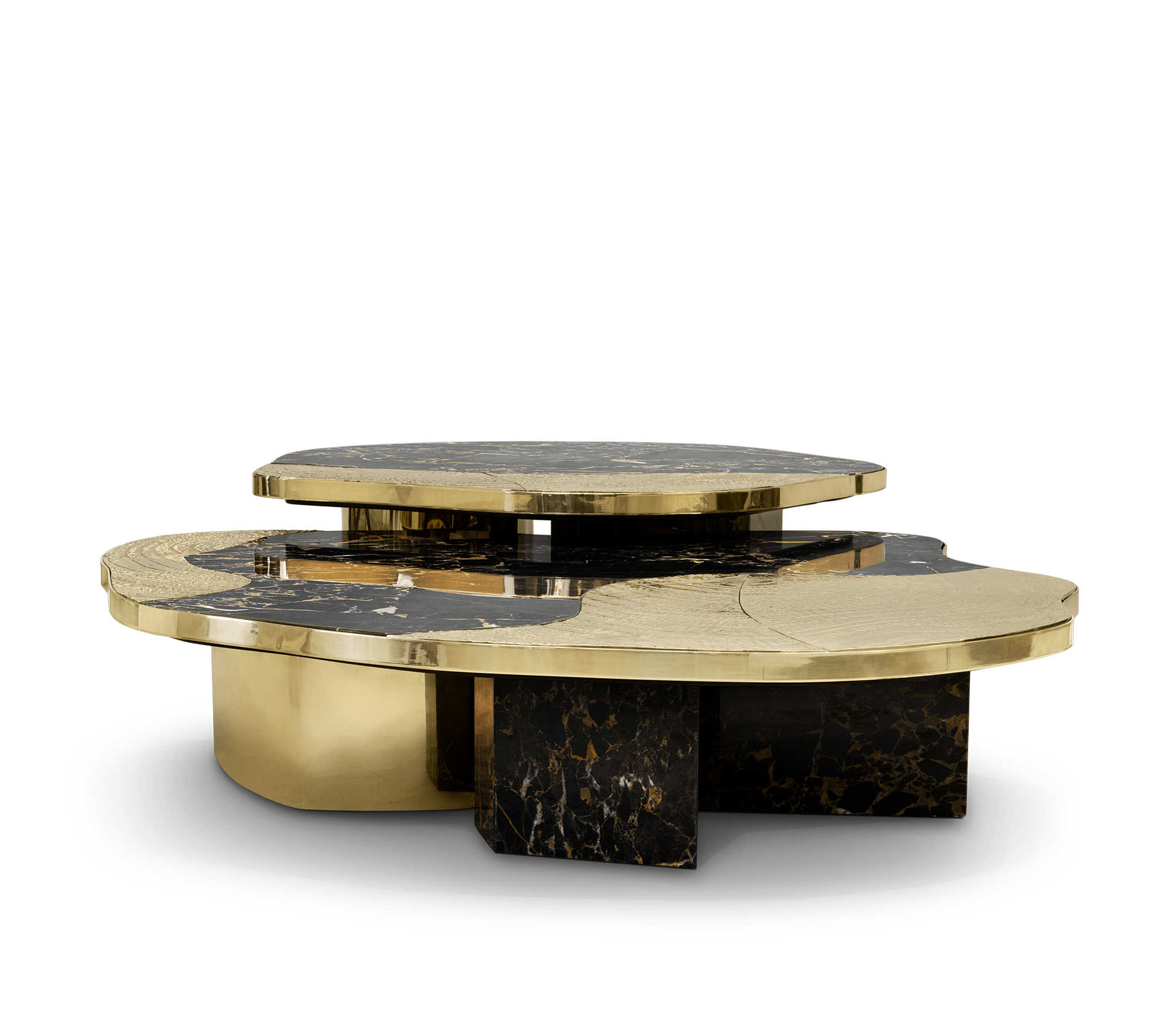 Ensemble de tables Athena marbre Portoro & or