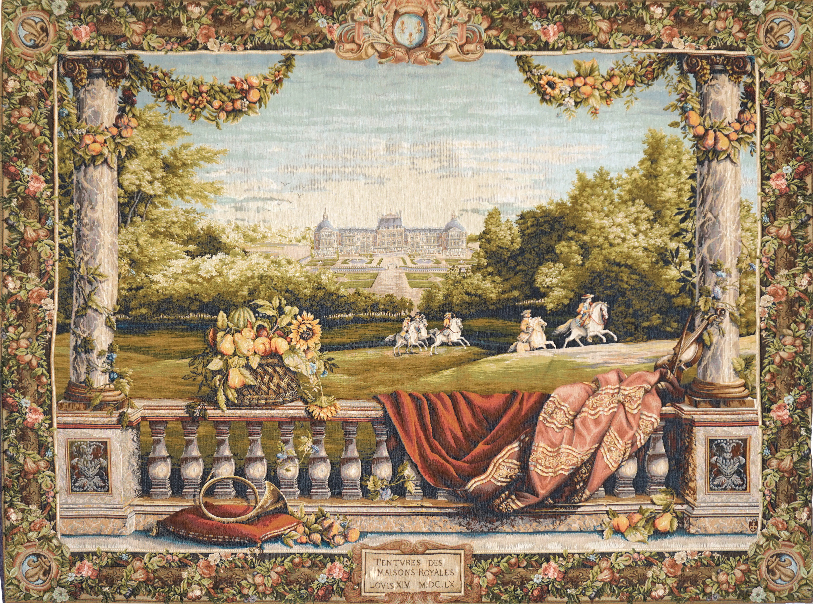 Terras bij het kasteel wandtapijt | Maat: 150 × 200 cm Terras bij het kasteel wandtapijt | Maat: 150 × 200 cm