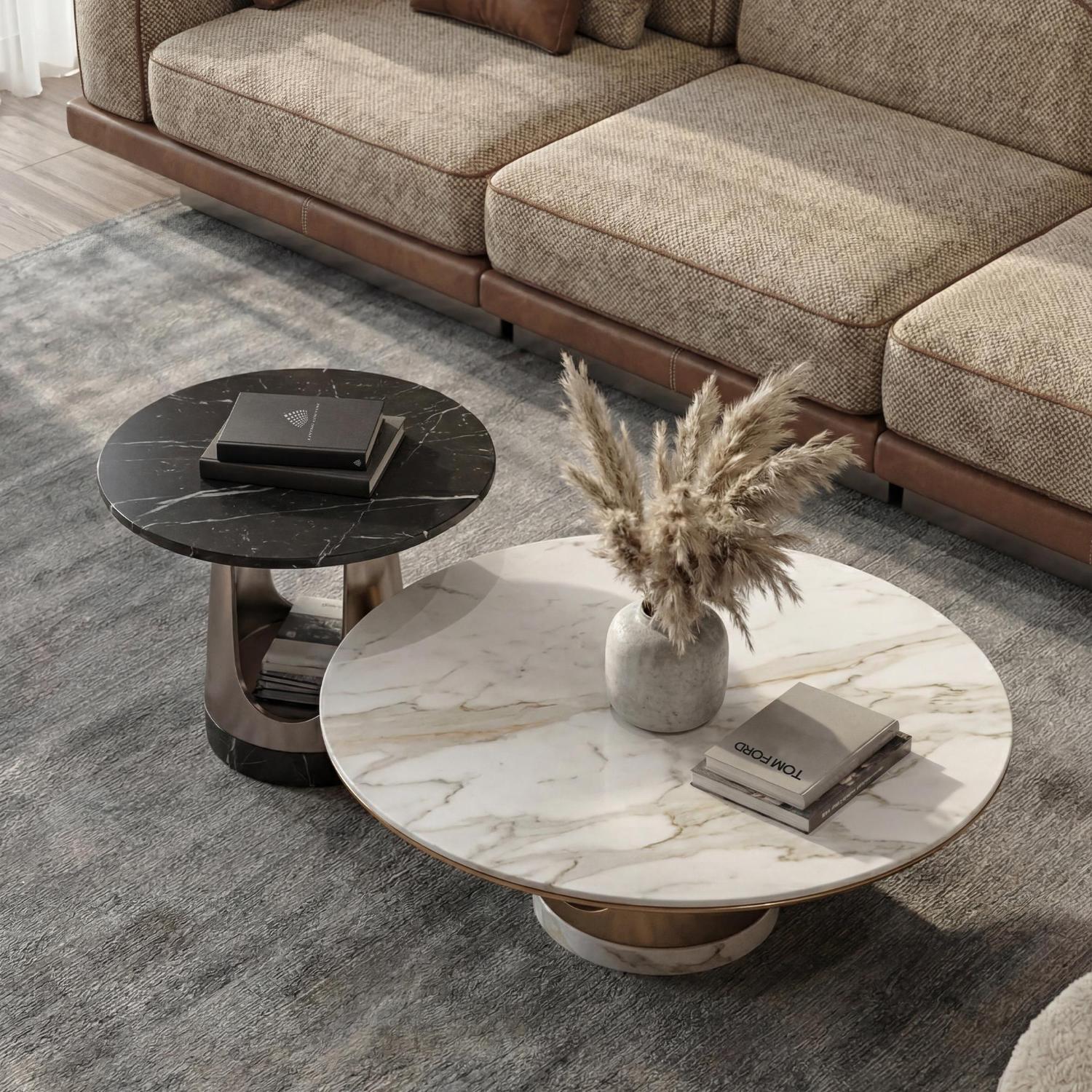 Table basse ronde Aura avec base en arche