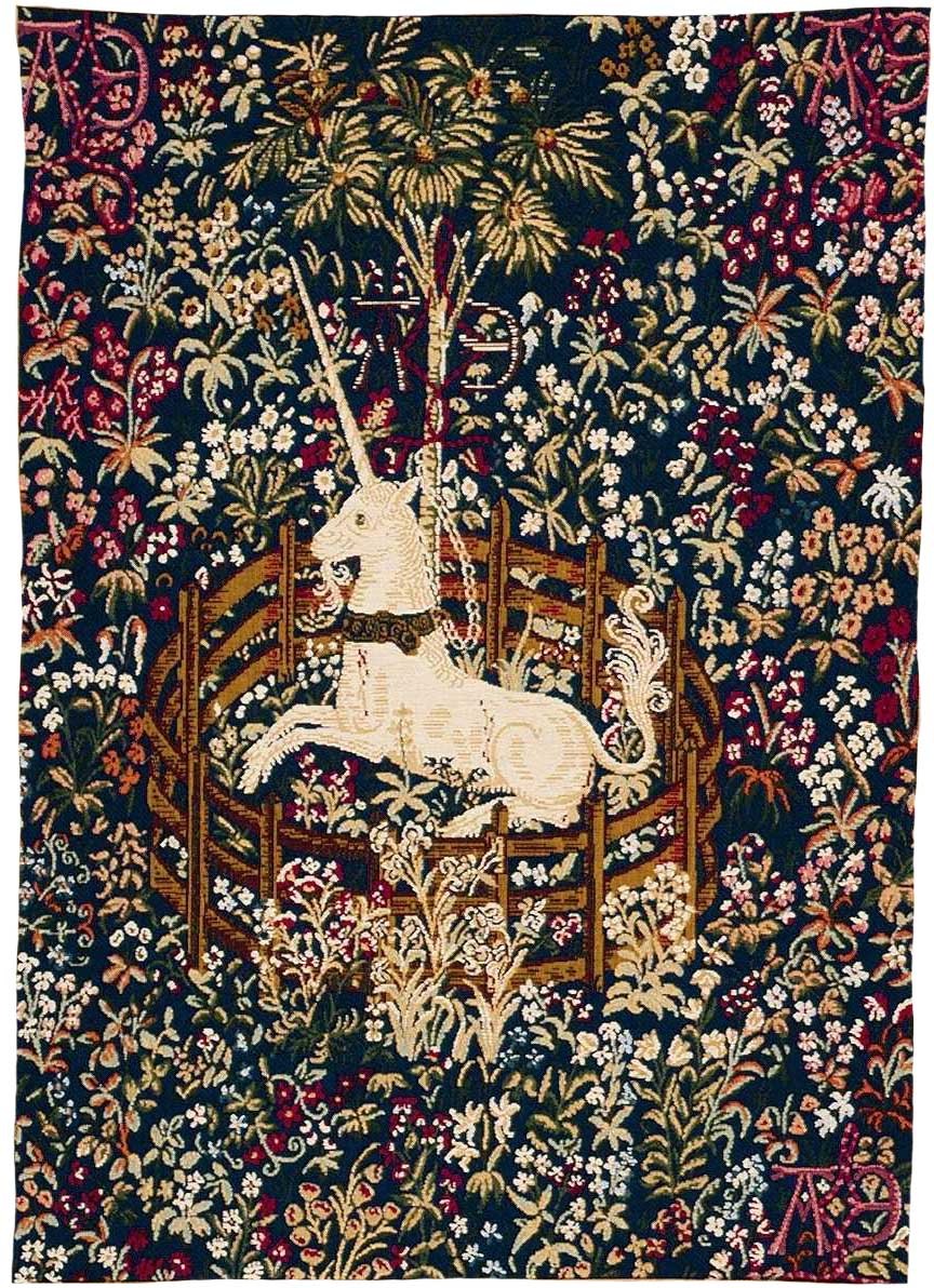 Tapisserie murale Licorne bleue captive sans bordure