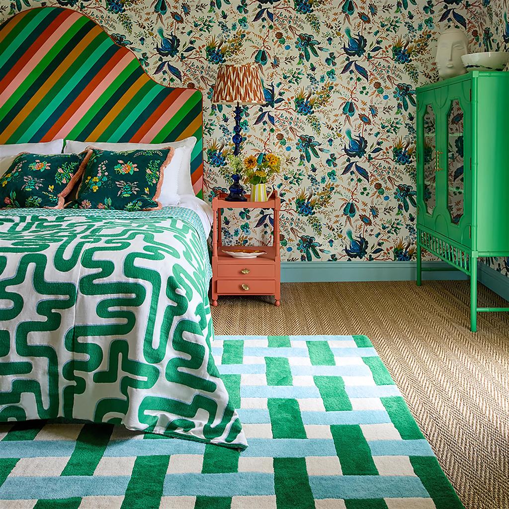 Basket Weave smaragd/aquamarijn tapijt | Maat: 170 × 240 cm