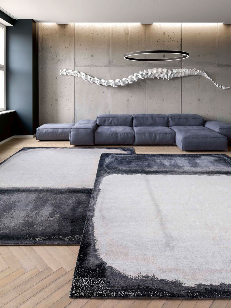 Tapis tissé main White Grey | Taille: 305 × 427 cm