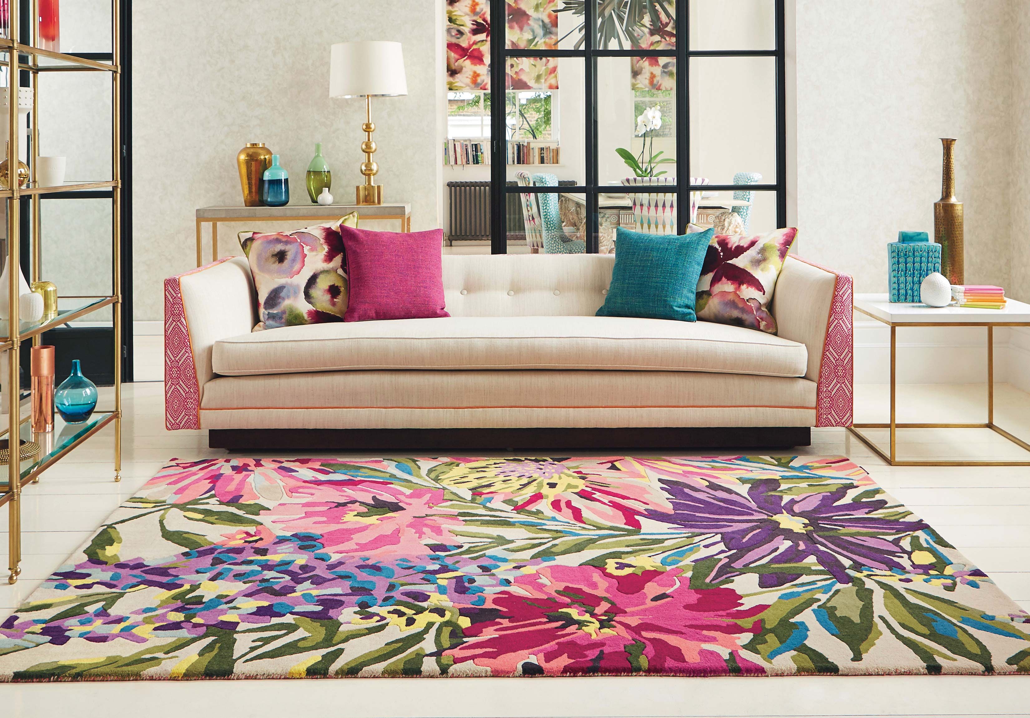 Floreale fuchsia tapijt | Maat: 200 × 280 cm