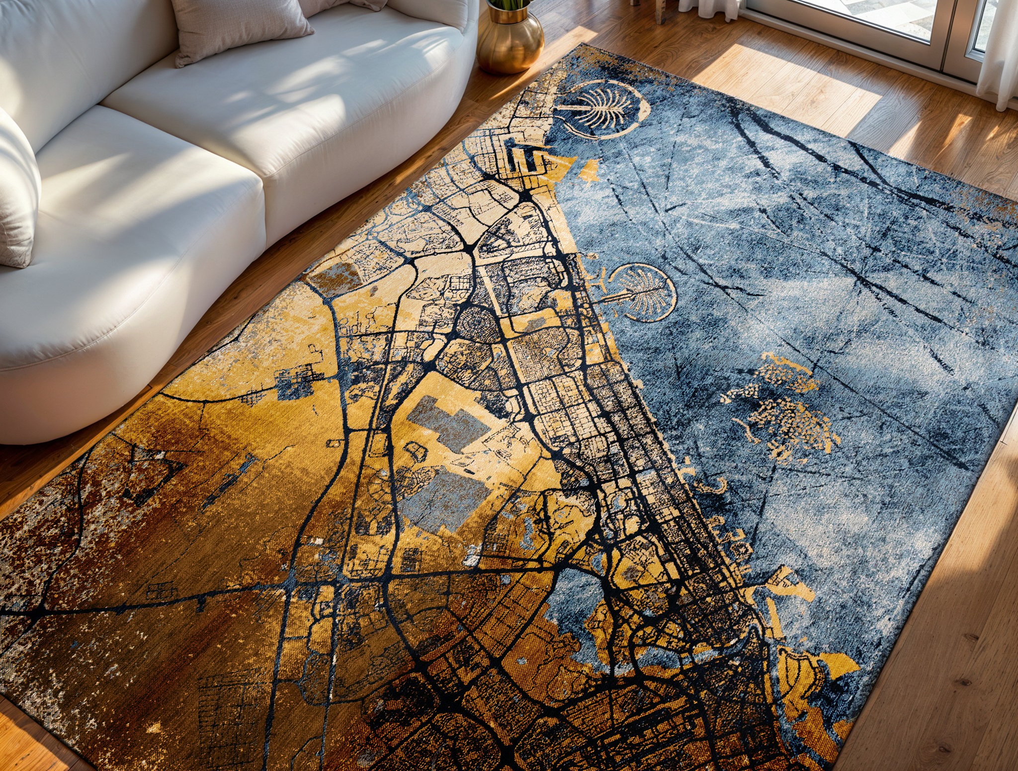 Tapis rond Gold Sea