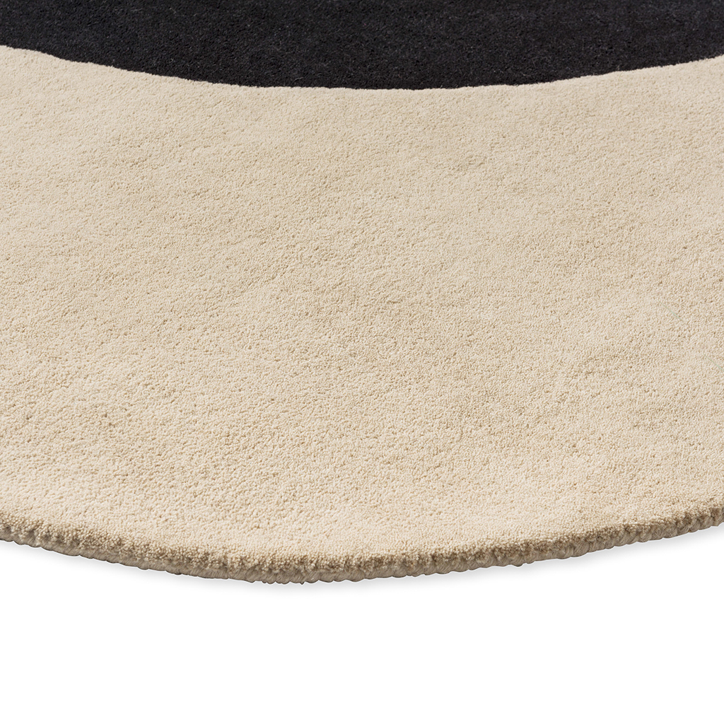 Tapis en laine designer Flower Spot écru/noir | Taille: Ø 150 cm