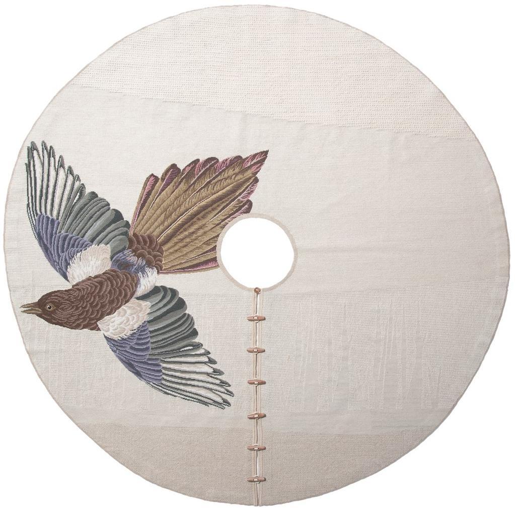 Tapis rond design tissé main Migration Pettirosso
