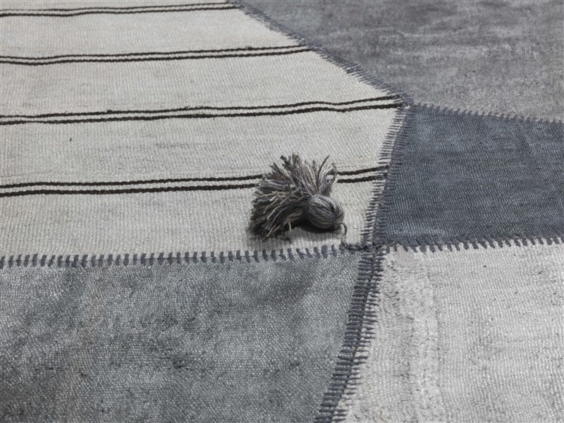 Metropole patchwork hennep vloerkleed | Maat: 170 × 240 cm