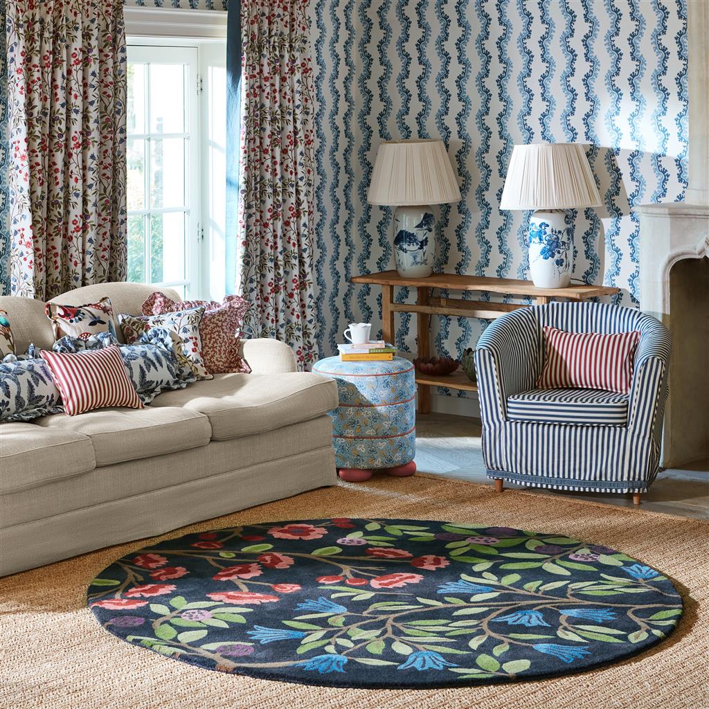 Tapis rond Foraging indigo | Taille: Ø 150 cm