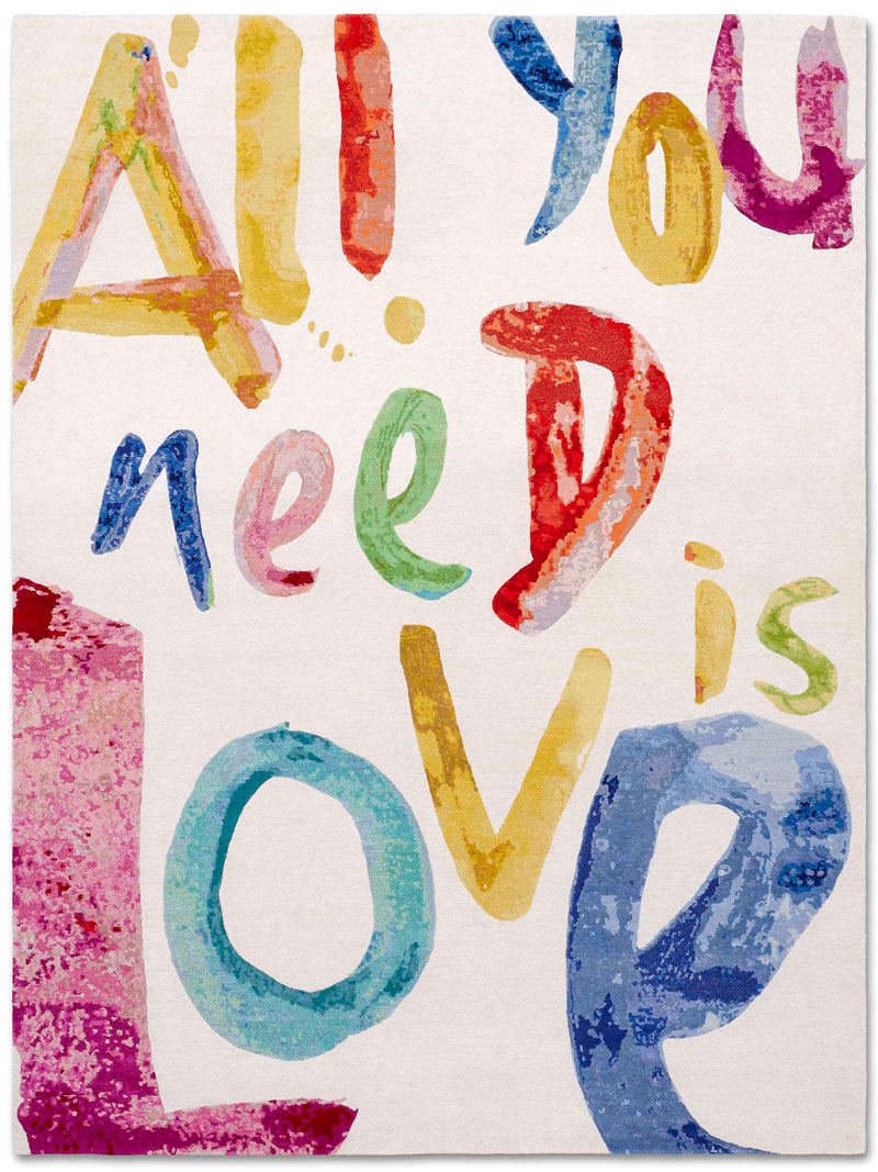 Tapis de luxe noué à la main All You need is Love