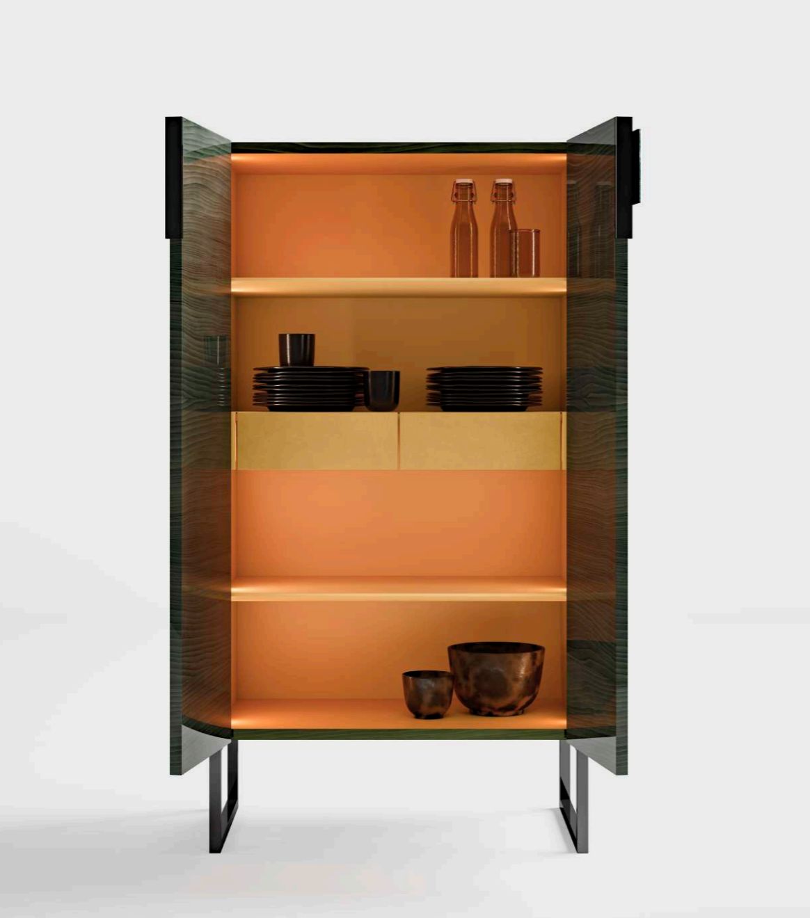 Armoire italienne en bois avec éclairage