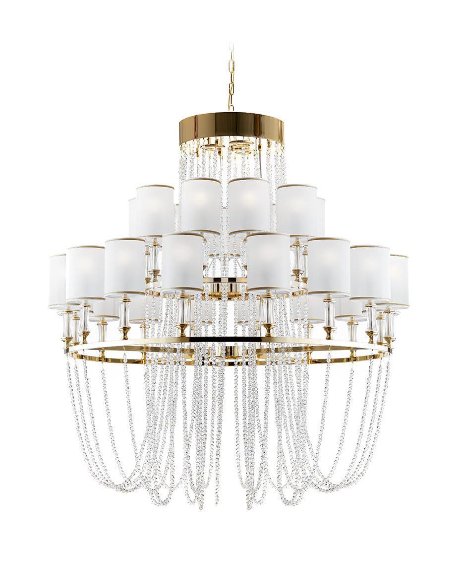 Lustre en cristal doré poli