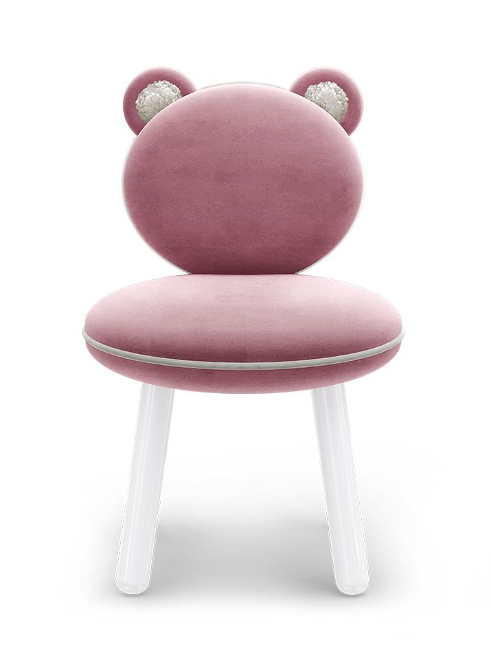 Chaise enfant Ours duveteux rose
