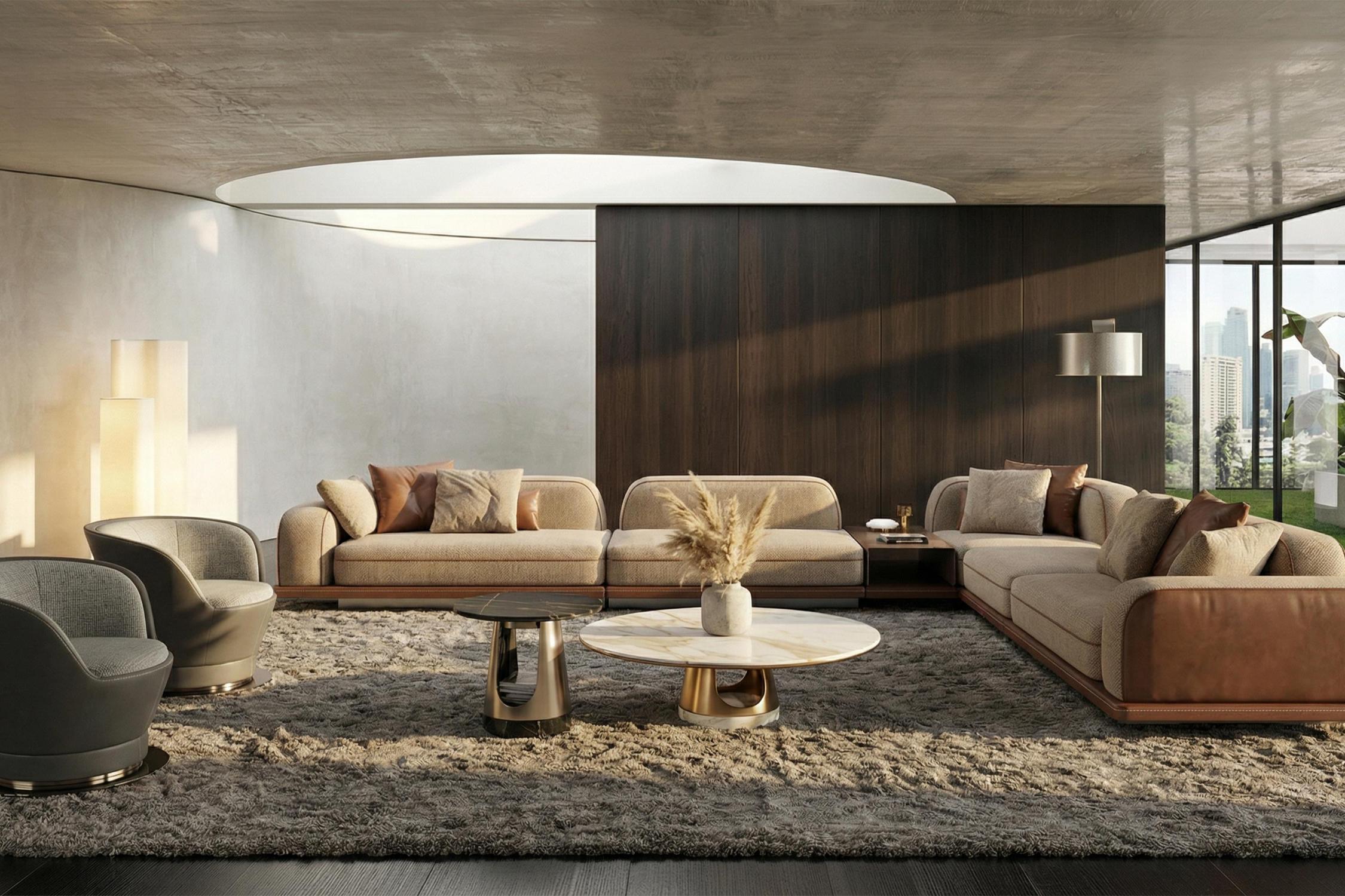 Table basse ronde Aura avec base en arche
